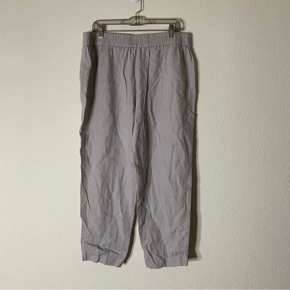 Eileen fisher Womens gray 100% linen crop pull on pants L - Picture 4 of 7